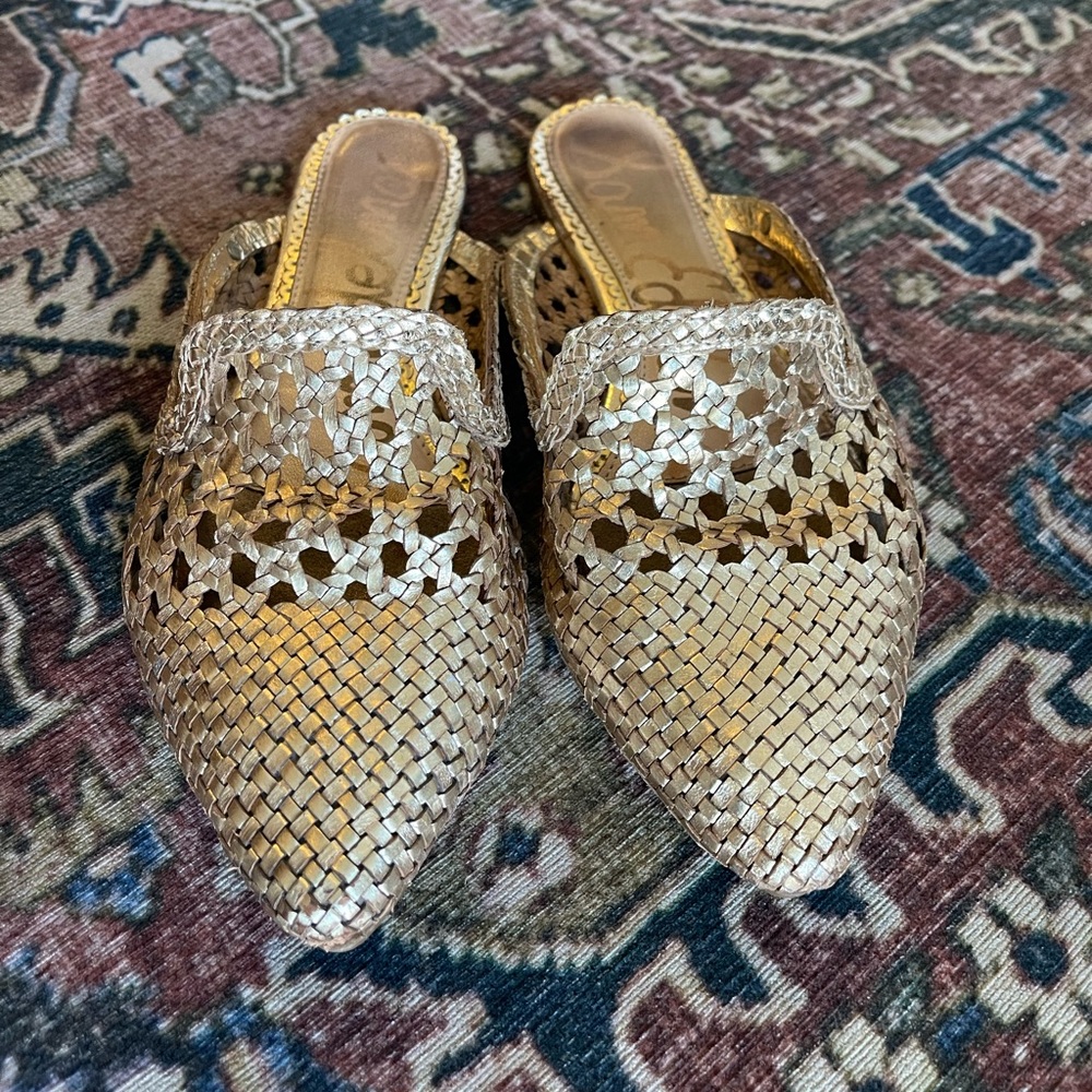 Sam Edelman Clara woven mules gold